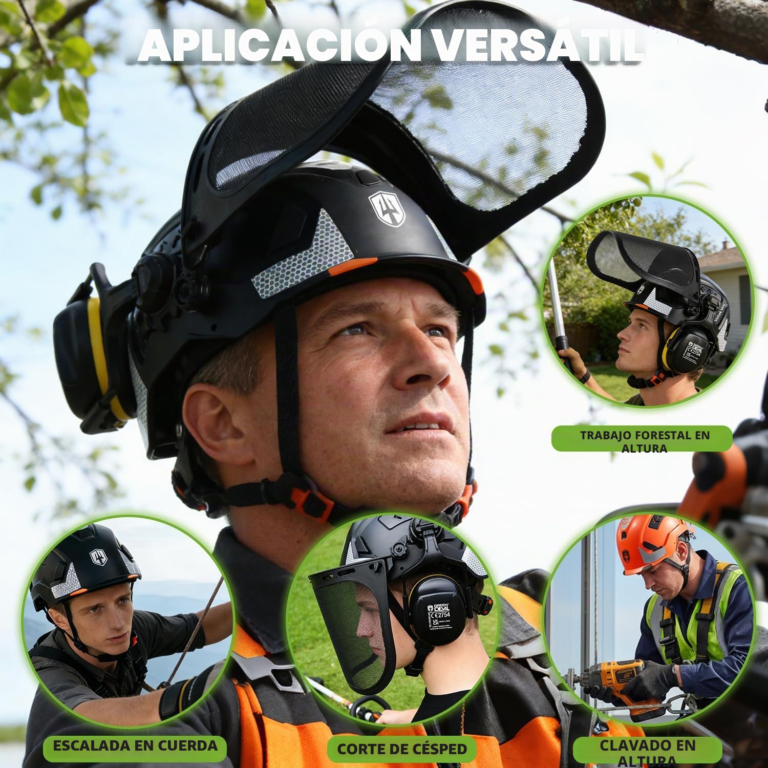 GREEN DEVIL VOLTEK Forest AIR - Casco de protección para trabajos forestales (ABS, certificación EN12492, aprobado EN397, absorción de impactos y resistencia a la penetración)