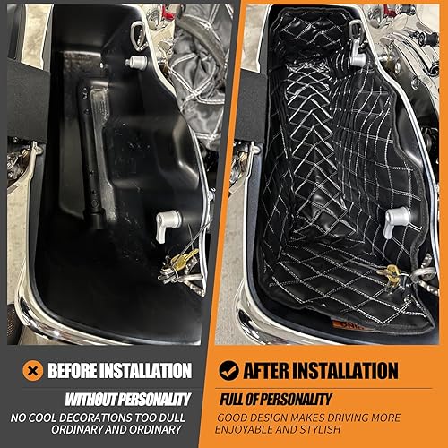 Miniatura 4 de Alforros de alfombra para motocicleta para Harley Touring Road King Road Glide, Road King, Electra Street Ultra Glide Classic 1993-2013 (hilo blanco)