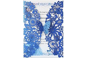 Hosmsua 50PCS Royal Blue Butterfly Quinceanera Wedding Invitation