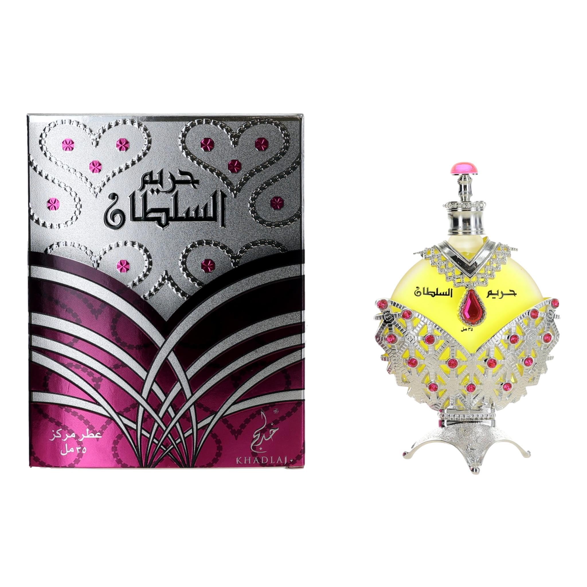 Khadlaj Perfumes Hareem Al Sultan Silver - Floral, Rose, Musky, Sweet & Woody- – Long-Lasting Concentrated Perfume Oil for Unisex, 1.18 Ounce