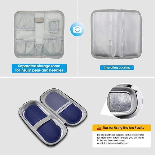 Miniatura 4 de ProCase Estuche de transporte de viaje enfriador de insulina, organizador de medicamentos diabéticos, bolsa de enfriamiento aislada con 2 paquetes