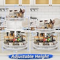 Vista 3 de Organizador Lazy Susan de 2 niveles - Estante giratorio para especias de 12 pulgadas. Organizador Lazy Susan ajustable de metal para gabinete
