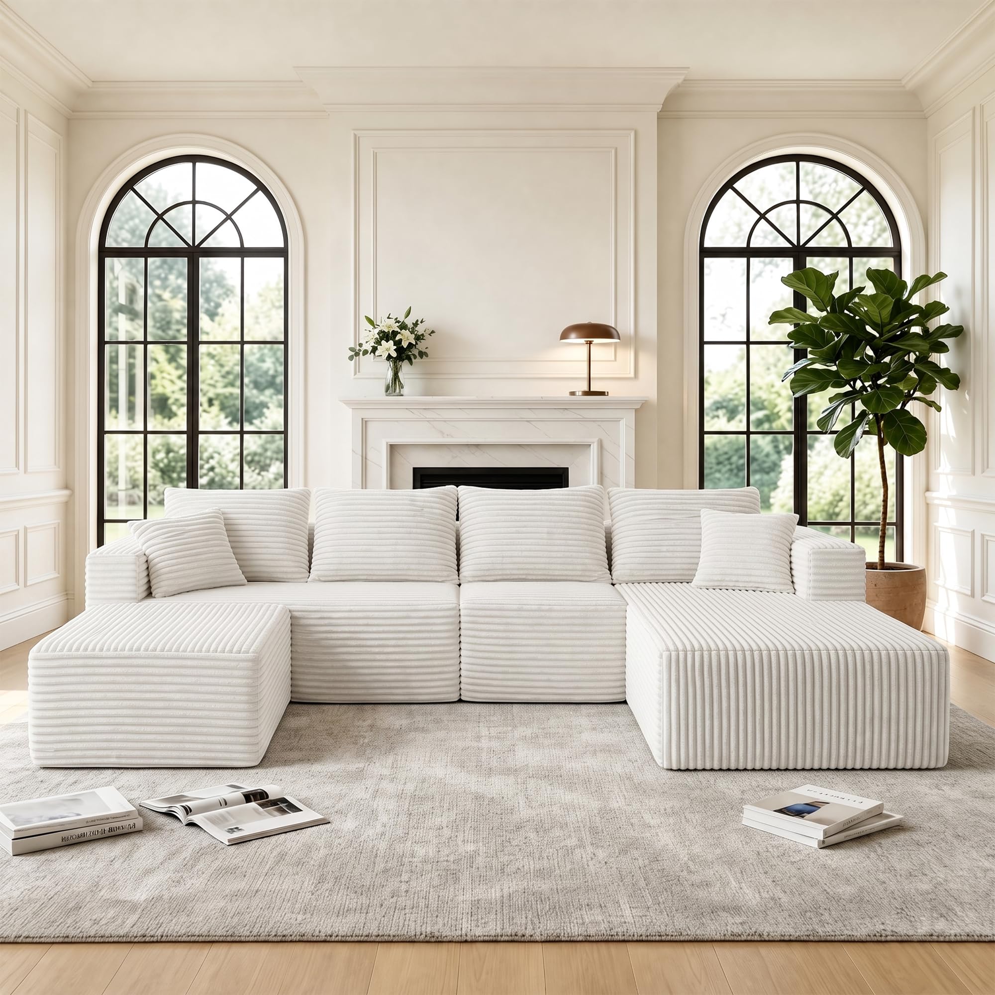 118 Inch Oversized U-Shaped Boneless Cloud Sectional Couch