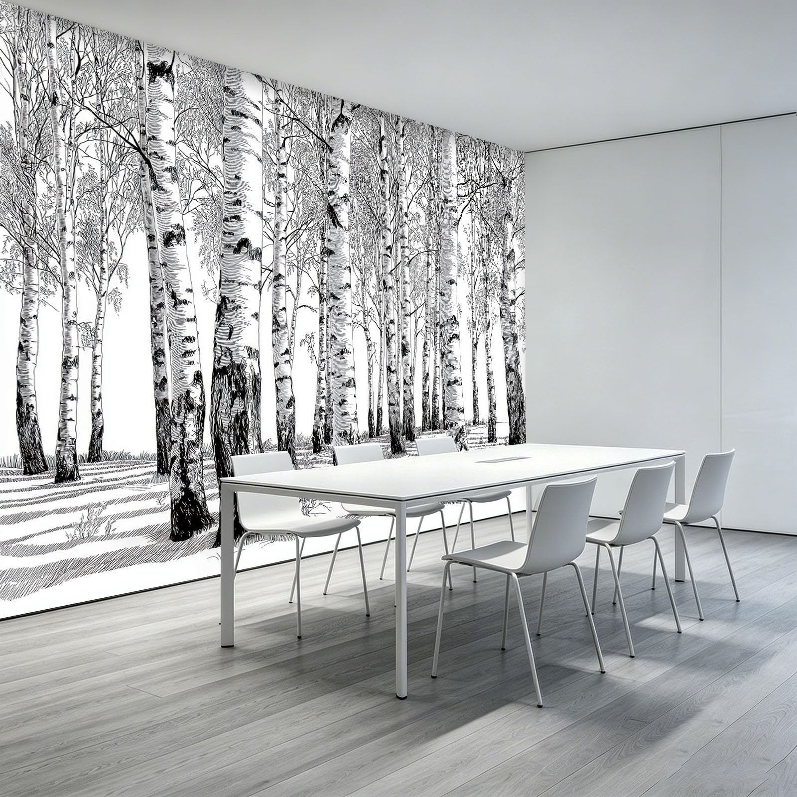Panoramiczna tapeta do szkicowania, lasu, brzozy, 350 x 256 cm, fototapeta, tapeta do sypialni, salonu, tło telewizyjne, plakat, fototapeta