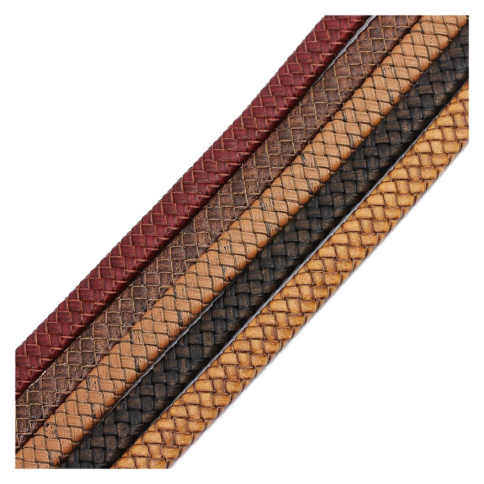 Geflochtene Lederkordel 1 Yard geflochtene Lederschnüre im Vintage-Stil, 10/12 mm, buntes, flaches Lederseil zur Herstellung von Armbändern, Bastelarbeiten, Schmuckzubehör(Dark Brown,12mm)