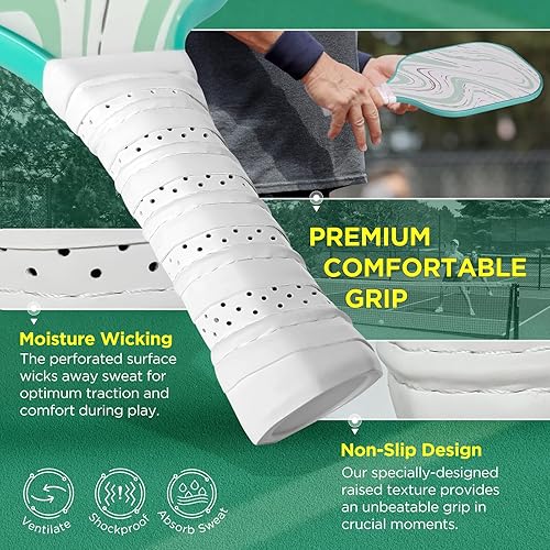 Miniatura 4 de Juego de 2 palas de pickleball de superficie de fibra de carbono, aprobadas por USAPA, núcleo de panal de polipropileno, agarre antideslizante que