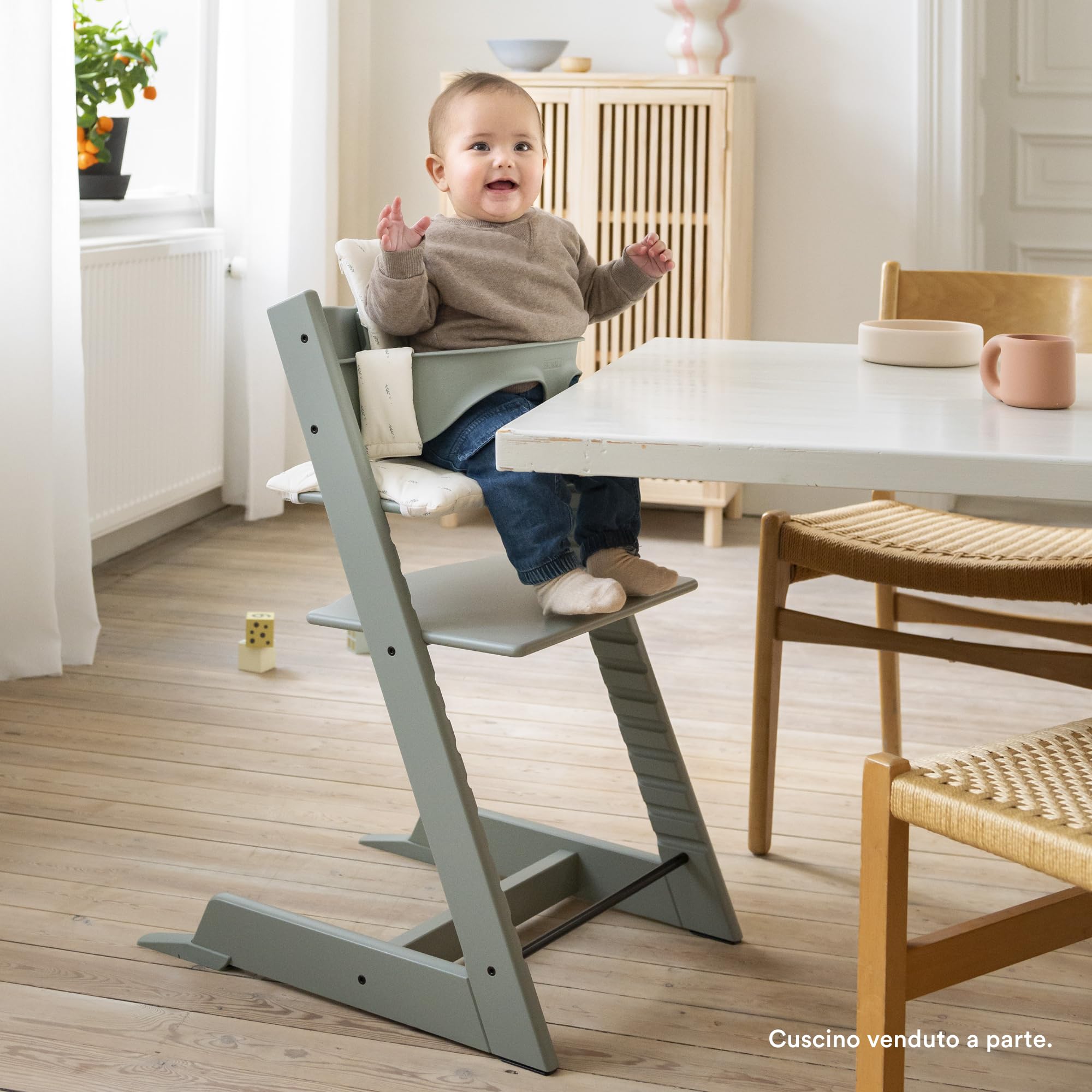 Sedia Stokke Tripp Trapp con Newborn Set e Baby Set, Glacier Green - Design sicuro, regolabile ed ergonomico