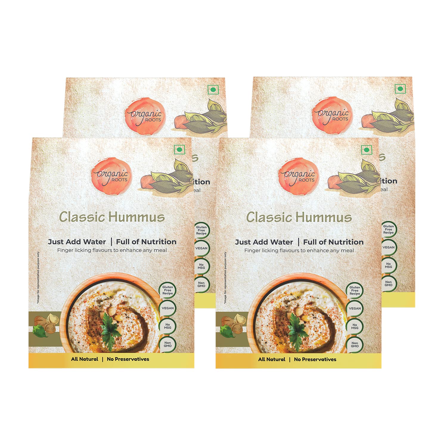Indic Roots Classic Hummus | Traditional Flavors Pantry | 50G | Just Add Water, Instant Food | Healthy Natural Ready To Eat | No Msg (Pack Of 1)