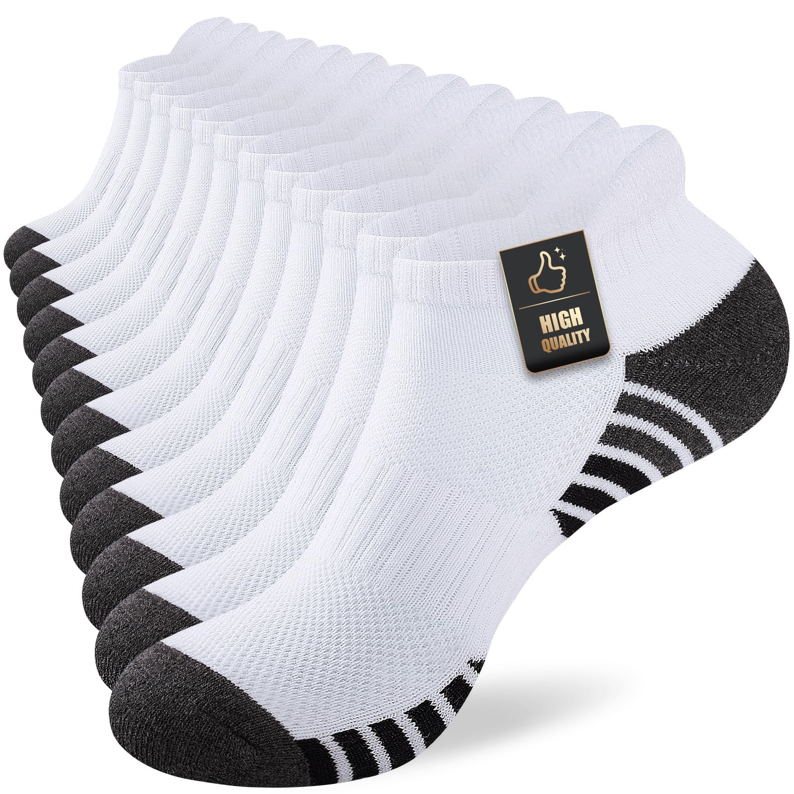 Running Socks Cushioned Ankle Trainer Socks for Men Women Cotton Low Cut Breathable Athletic Sports Socks (6/10 Pairs) — view 9