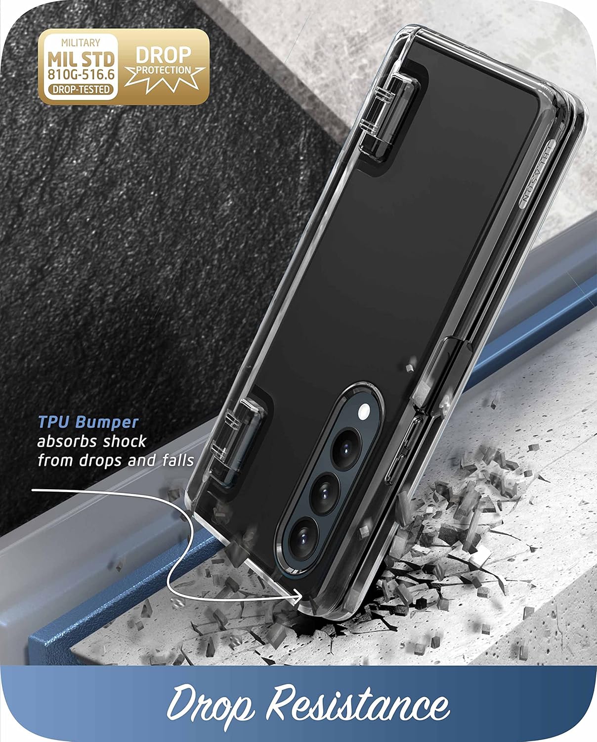 i-Blason for Samsung Galaxy Z Fold 4 Case with Pen Holder 5G (2022), Frosted Stylish Protective Bumper Case with Built-in Screen Protector (FrostBlack)