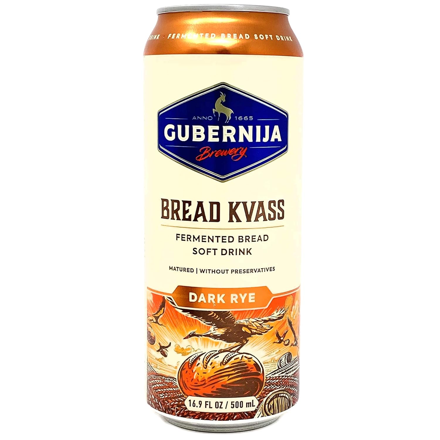 Gubernija Dark Kvass 16.9 fl oz ~ 500 ml Pack of 12 Cans