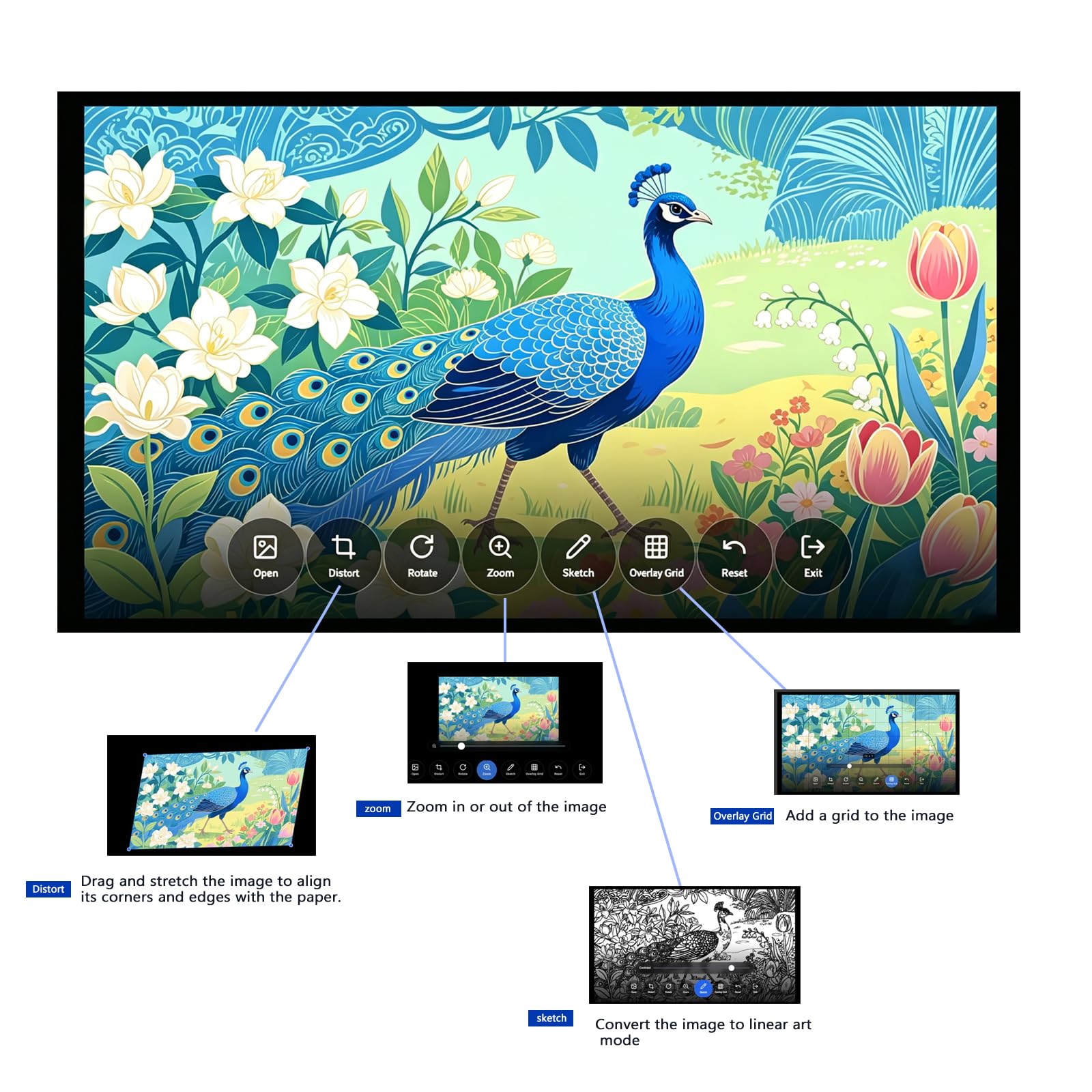 Buhelyc Proyector Smart Sketcher Herramienta de Asistencia para El Dibujo Lámpara de Proyector de Arte Portátil para Trazar y Pintarde