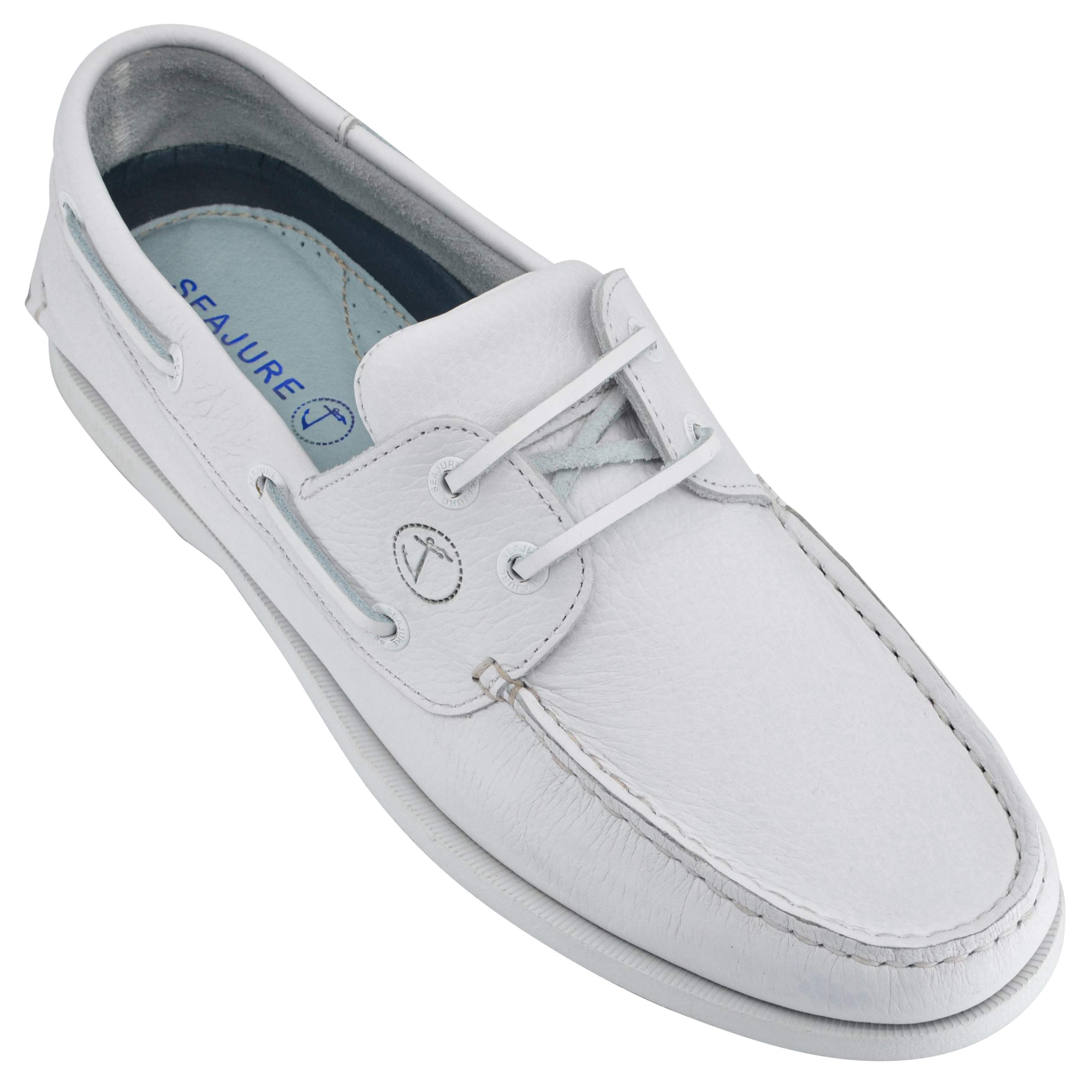 Seajure Chaussures Bateau pour Homme Knude en Cuir Blanc