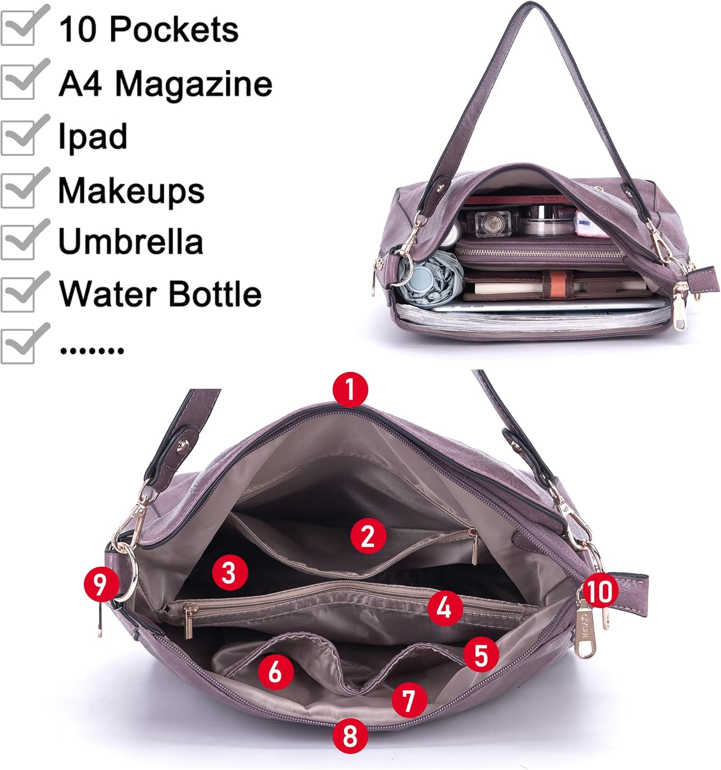 Large Crossbody Purses Set For Women Shoulder Tote Handbags Ladies Hobo Bags With Matching Wallet 4PCS - Image 3