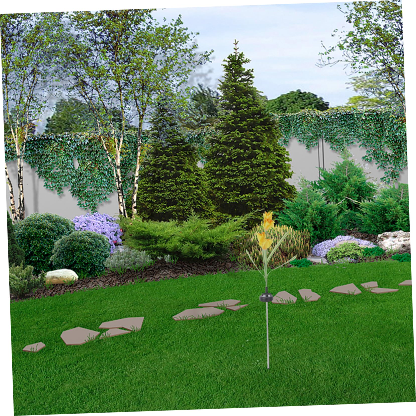 Abaodam Solar Narcissus Flower Led Ground Lights Waterproof Ip55 Energy-efficient for Garden Lawn Path