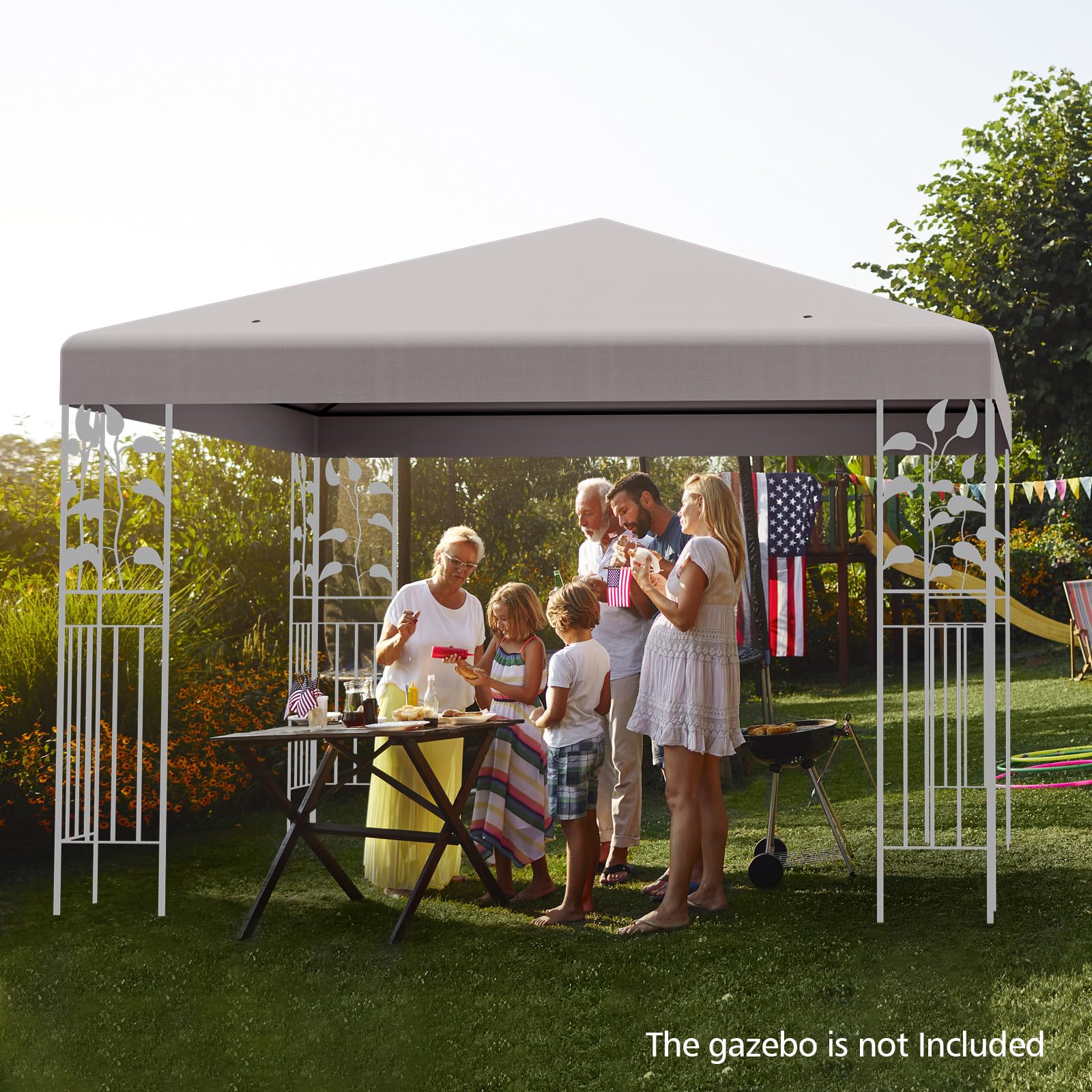 FANTASK Gazebo di ricambio con chiusure in velcro per gazebo da giardino, stabile e impermeabile, 3 x 3 m (grigio)