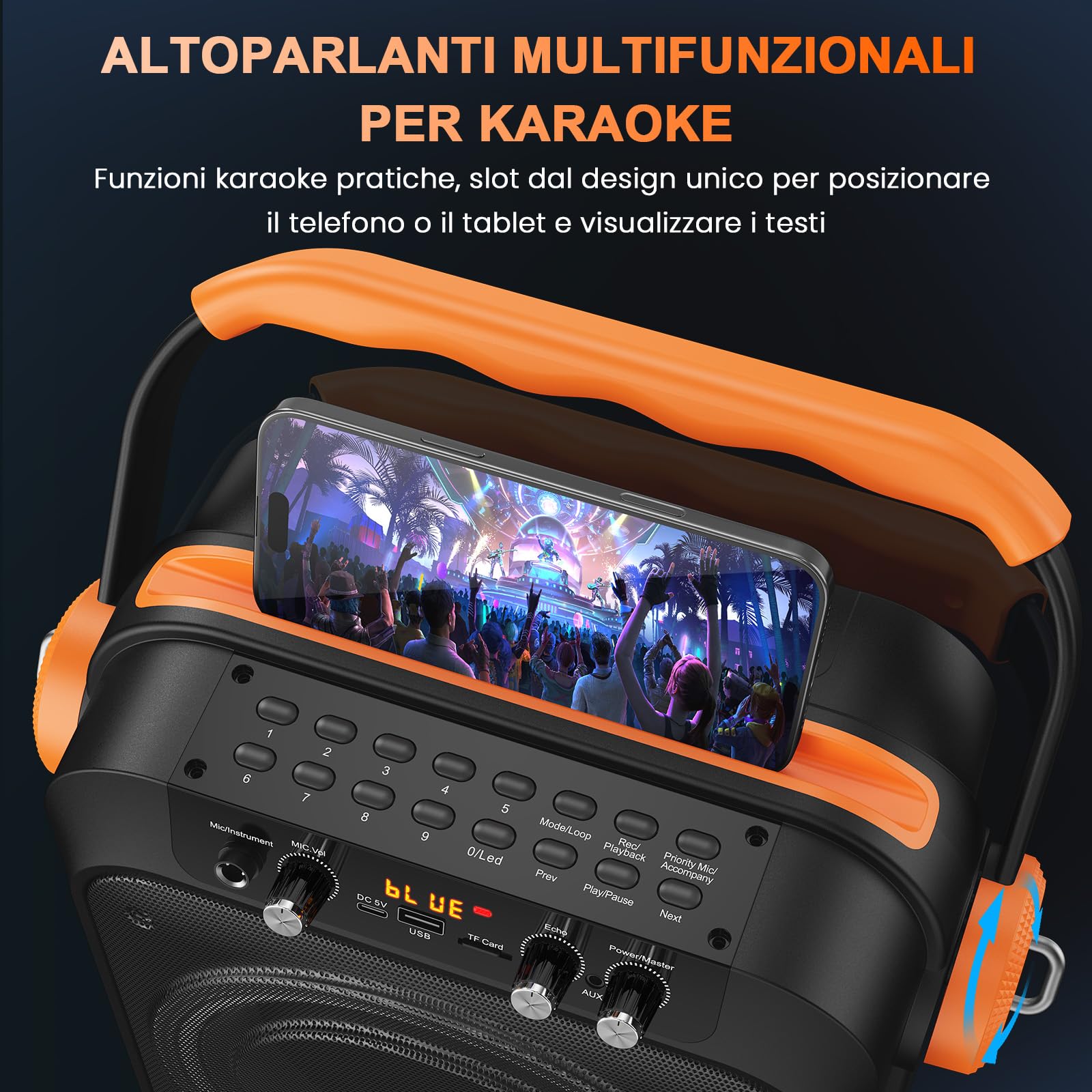 JYX Machine Karaoke avec 2 Micros Sans Fil, Enceinte Bluetooth Portable avec Effets Lumineux LED, Idée Cadeau pour Adultes et Enfants