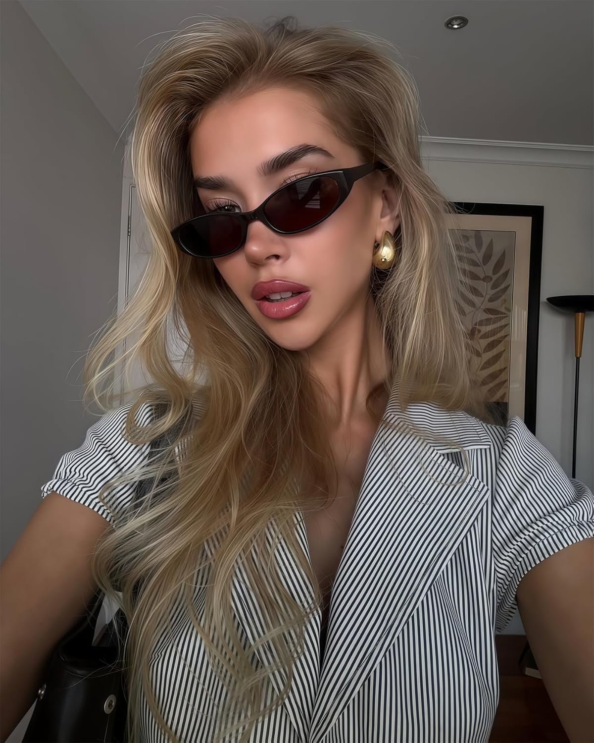 Retro Oval Sunglasses for Women 2026 90s Small Chic Cat Eye Sun Glasses Sunnies Lightweight Shades - Image 6