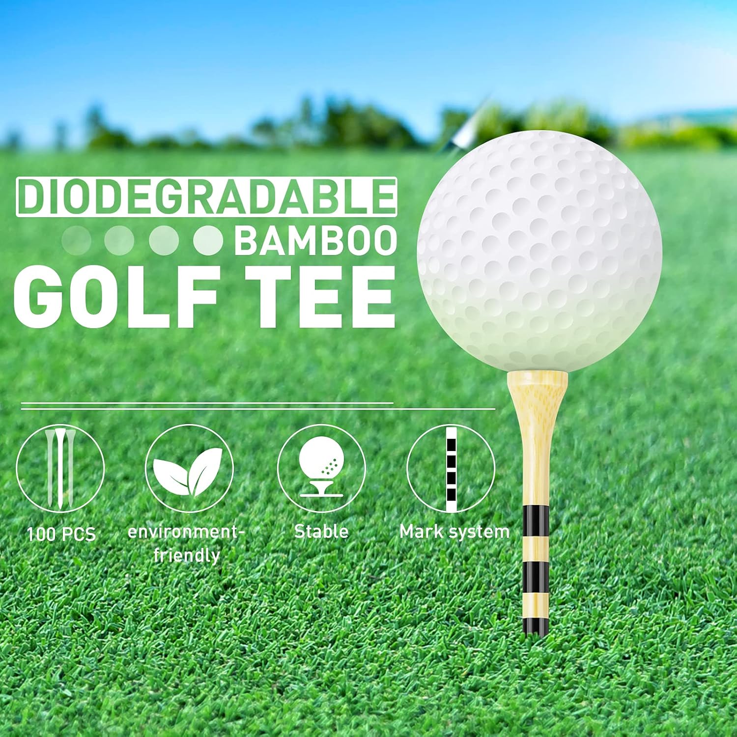 review JuLand Professional Bamboo Golf Tees,Stronger Than Wood Tees,3 1/4 Golf Tees Biodegradable & Less Friction White Color Available 100 Bulk
