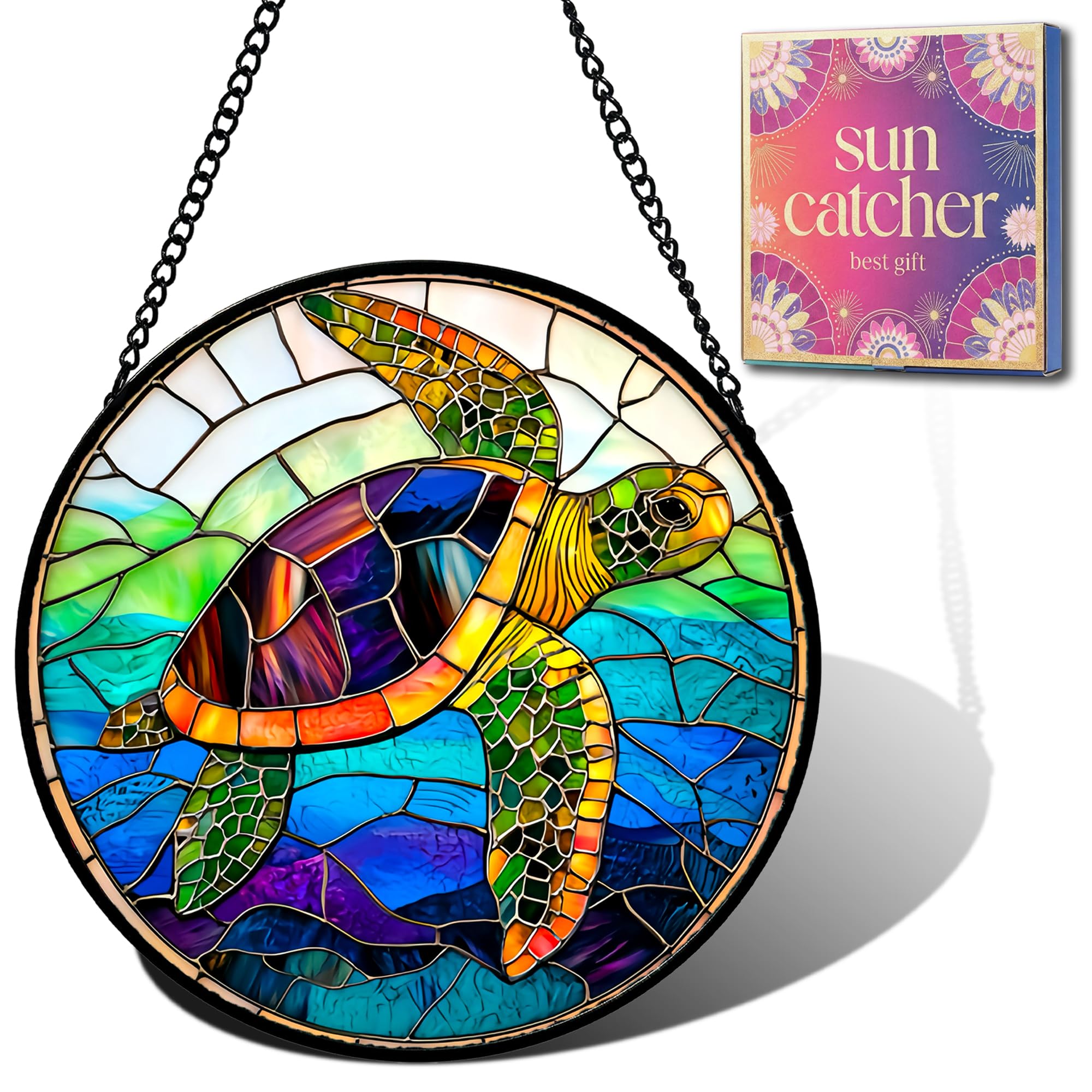 Tortue de mer bleue déco murale acrylique pour fenêtre extérieure et salon