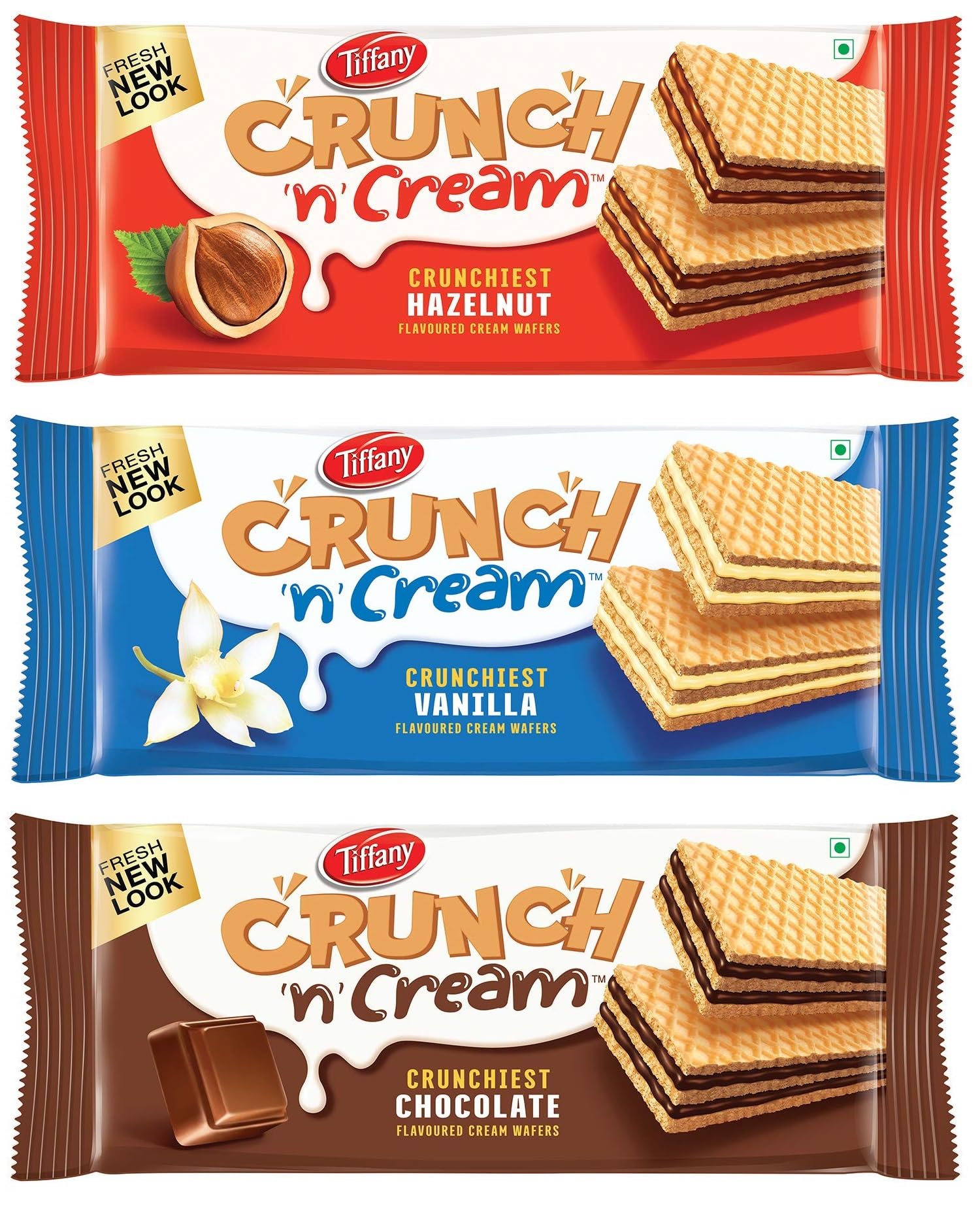 Tiffany Crunch 'n' Cream™ Flavoured Cream Wafers, Hazelnut, Vanilla and Chocolate, Combo, 135g Each X Pack of 3, (Product Of UAE) From DECADENT FOODS-image-24