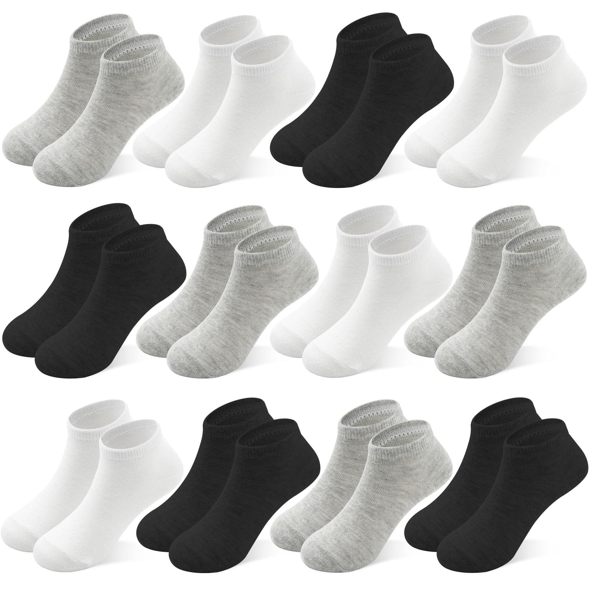 12 Pairs Boys Low Cut Ankle Socks, Kids School Socks 1-14 Years