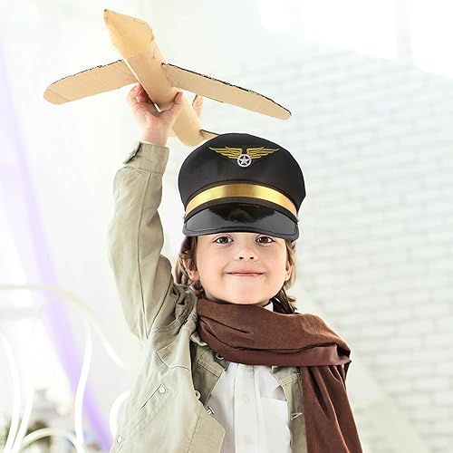 Miniatura 3 de SGBETTER Paquete de 8 sombreros de piloto para niños, sombrero de capitán de avión, sombrero de piloto de aerolínea para niños y niñas, accesorio