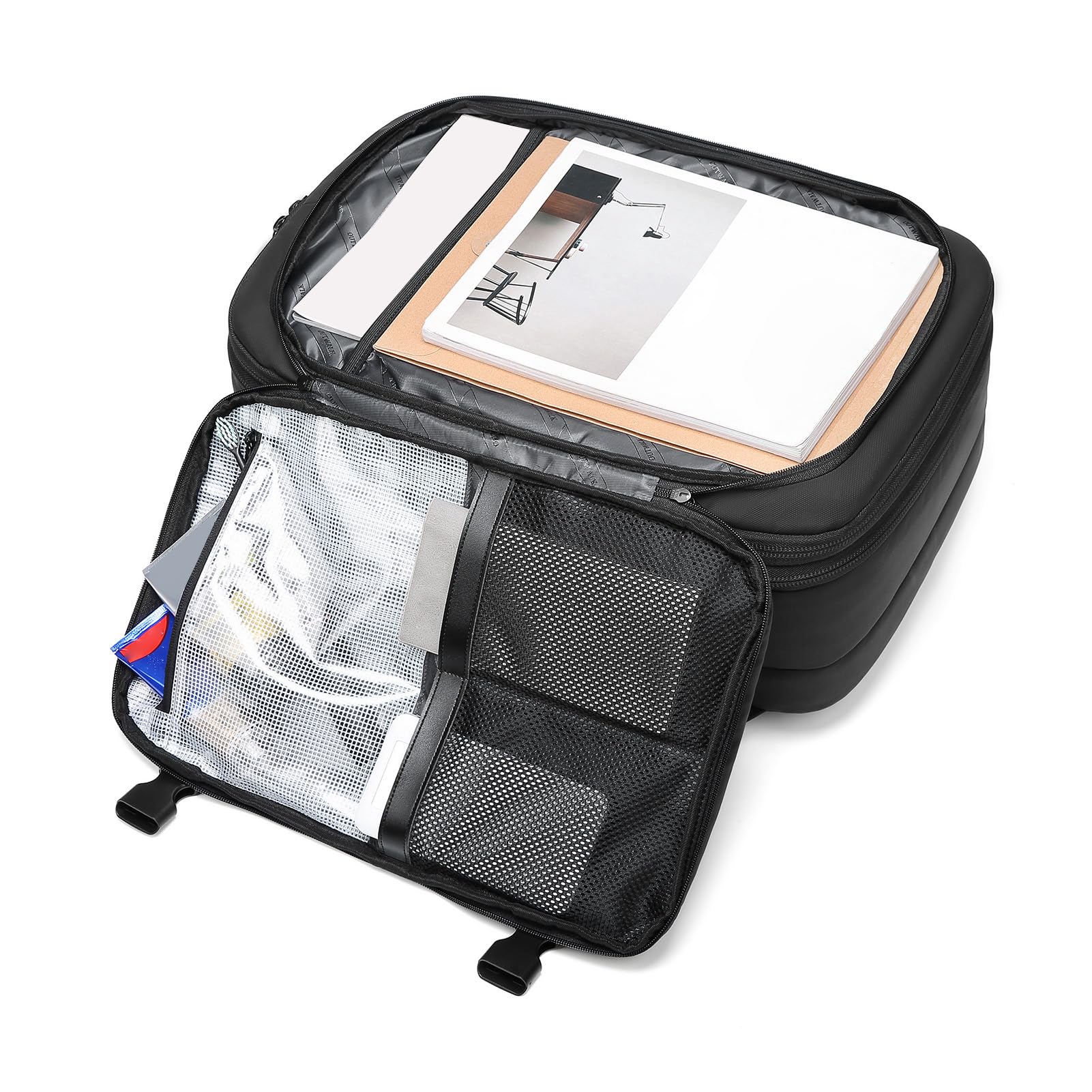 SUNGOOYUE Sac à Dos de Compression scellé sous Vide, Sac à Dos de Voyage étanche, Compartiment pour Ordinateur Portable 17 Pouces pour Affaires, Week-End, 25 L à 60 L, pour Vêtements de (Black)