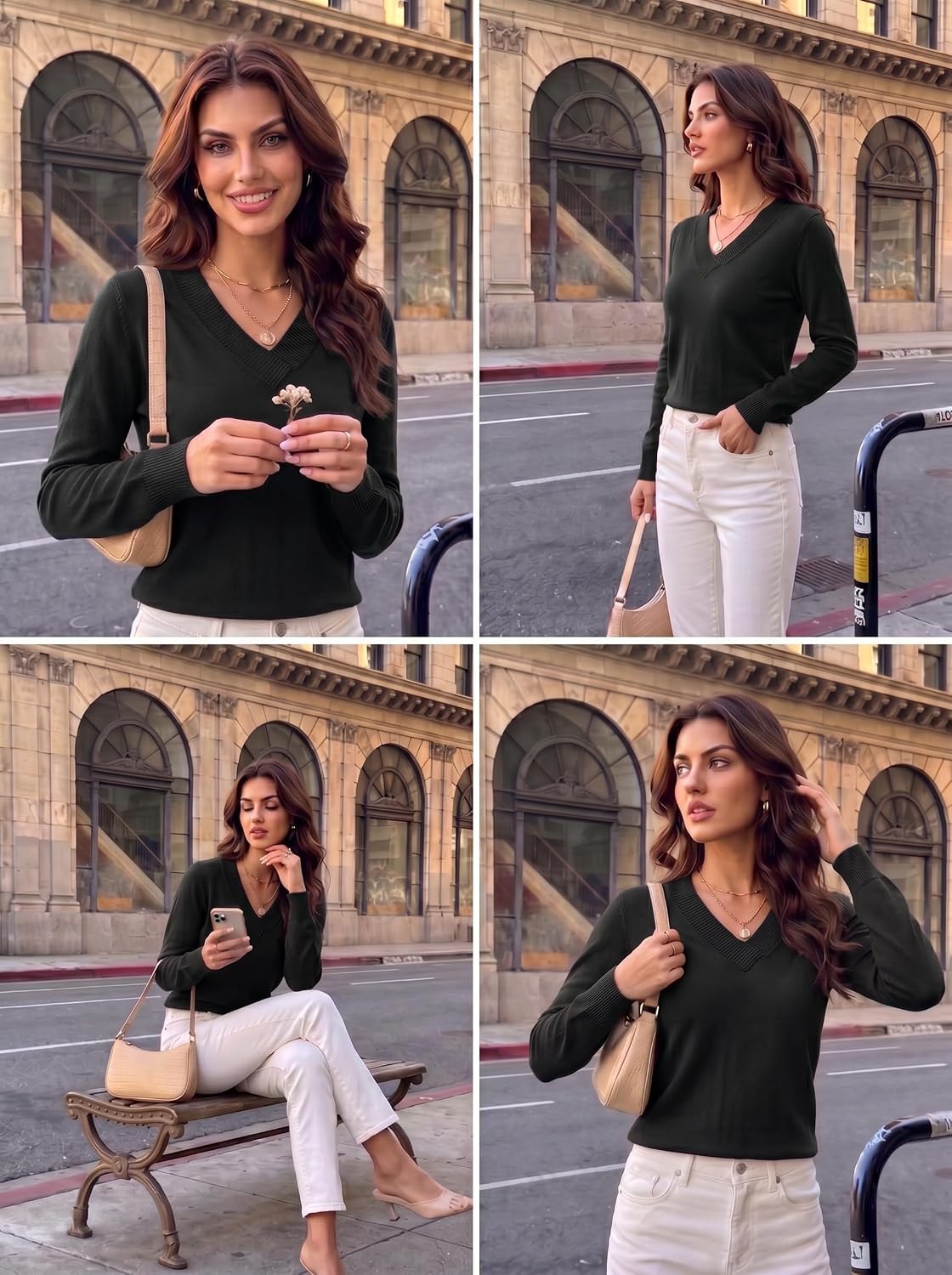  Womens Sweaters Fall V Neck Long Sleeve Lightweight Basic Clothes | Ribbed Neck & Cuff, Flattering Fit, Soft Knitted Pullover Tops, Casual Dressy Fall Winter Clothes 2026, Business Work Outfits thumbnail