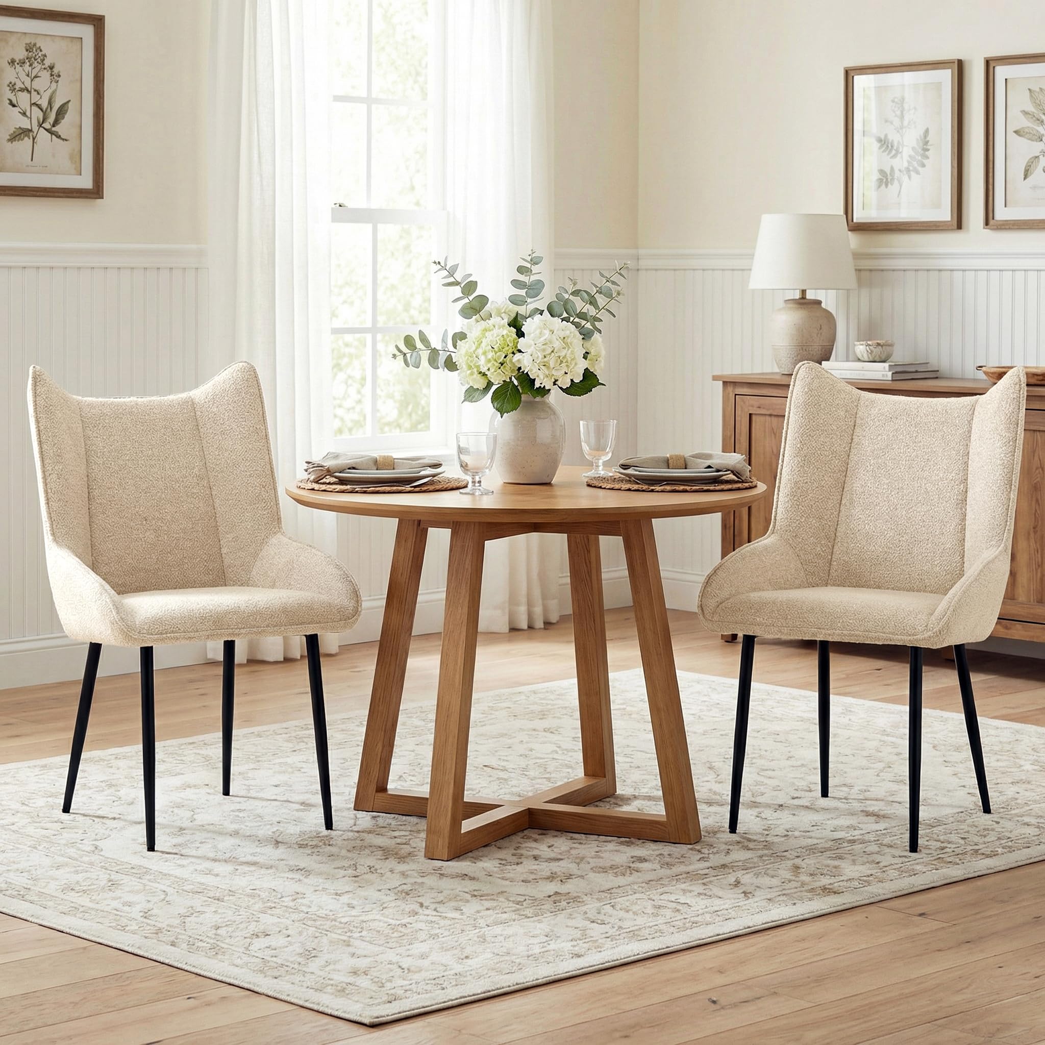 Esszimmerstühle 1er Set, moderner Küchenstuhl Creme ohne Armlehnen, Stühle Esszimmer aus Samt, verstellbare Füße, für Esszimmer, Wohnzimmer, Küche & Schlafzimmer