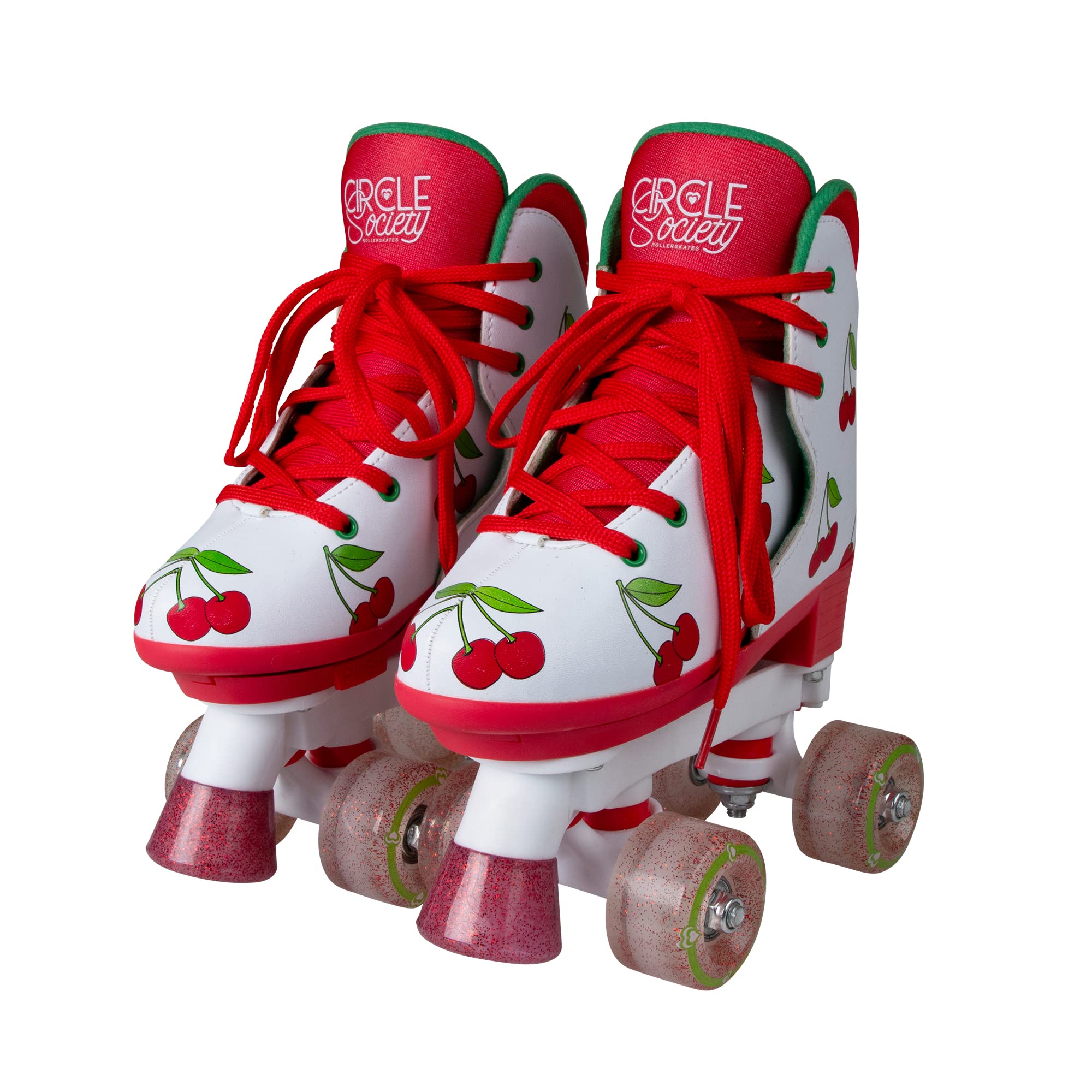 Circle SocietyAdjustable Kids Roller Skates, Sizes 12-3 & 3-7 US, Indoor & Outdoor Roller Skates, Comfortable Lace-Up Design for Beginners, Fun Gift for Girls, Toddler Quad Skates for Youth & Teens