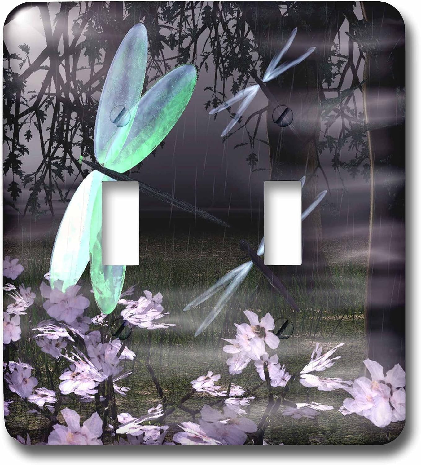 3dRose lsp_47986_2 Double Toggle Switch with Dragonflies with Glowing Wings