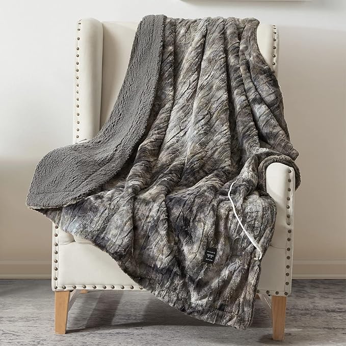 Dowin LowVoltage Heated Throw Blanket Electric Faux Fur