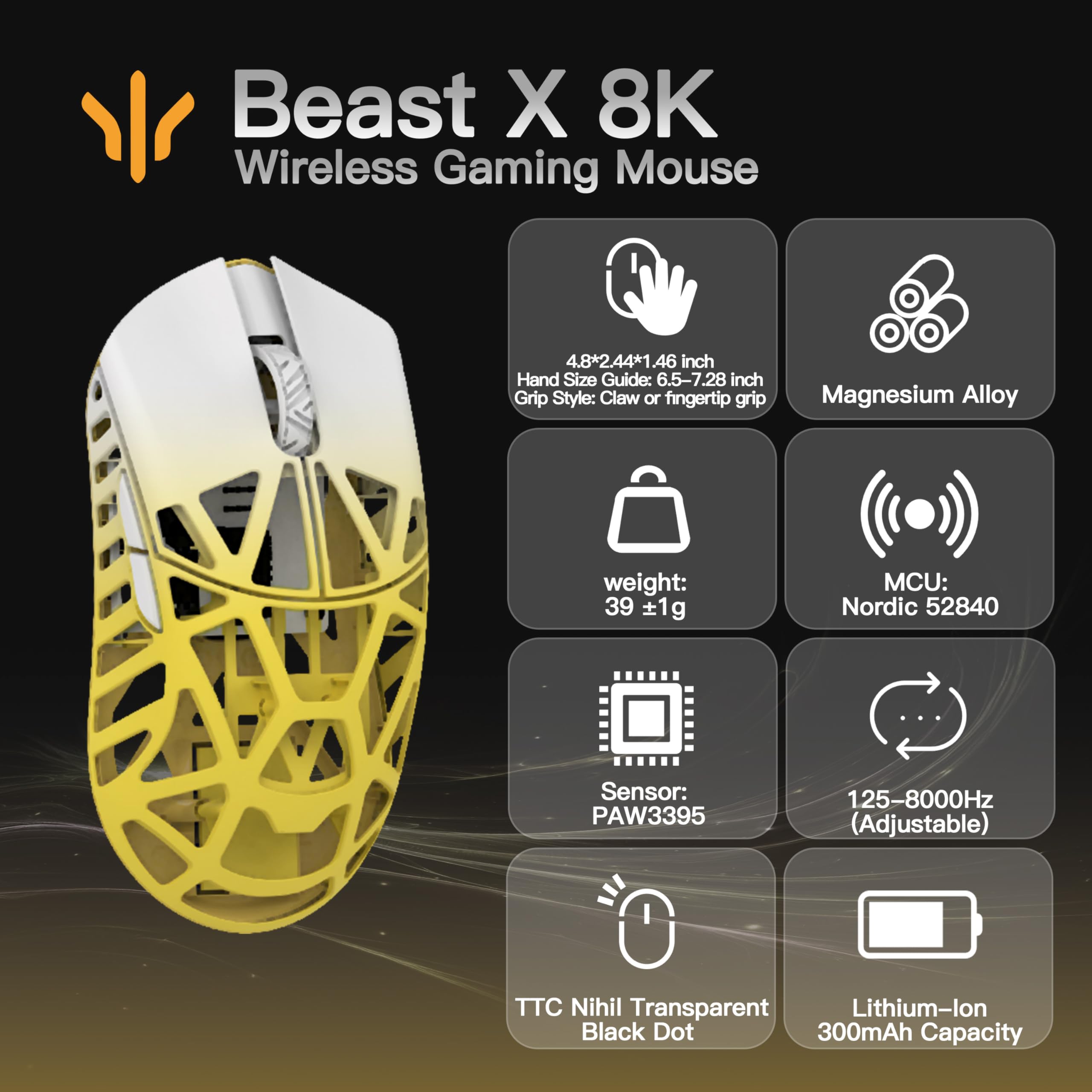 Amazon.com: KEEBMONKEY WLMOUSE Beast X 8K Wireless Gaming Mouse 
