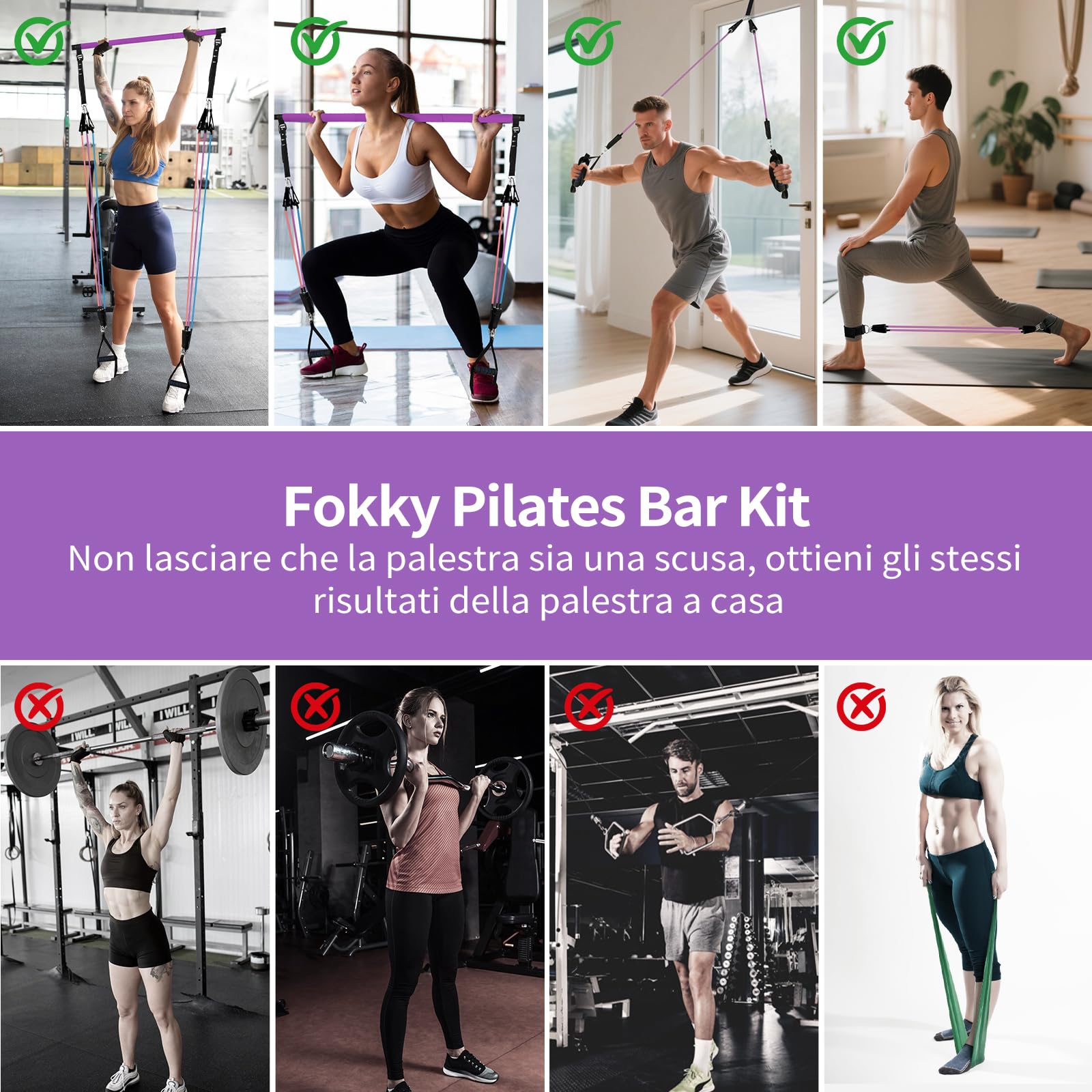Fokky Elastici Fitness,5 Livelli di Bande Elastico Palestra Elastiche Fitness Set Fasce di Resistenza Con Maniglie,Cinturino Alla Caviglia,Ideale per Yoga,Pilates,Costruzione Muscolare