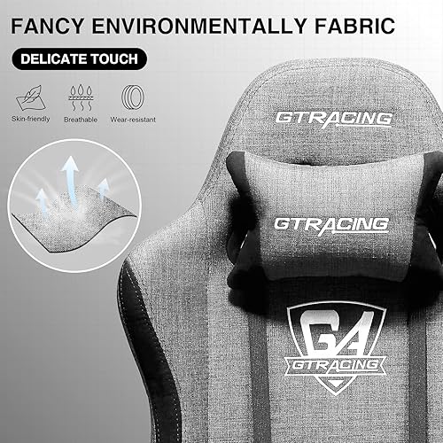 Miniatura 4 de GTPLAYER Silla de juegos con reposapiés, tela transpirable, silla ergonómica grande y alta para computadora, 350 libras con soporte lumbar ajustable