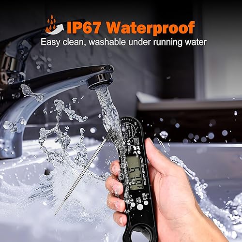 Miniatura 6 de Termómetro de carne de lectura instantánea con retroiluminación LCD, termómetro impermeable para dulces y termómetro de alimentos para cocinar