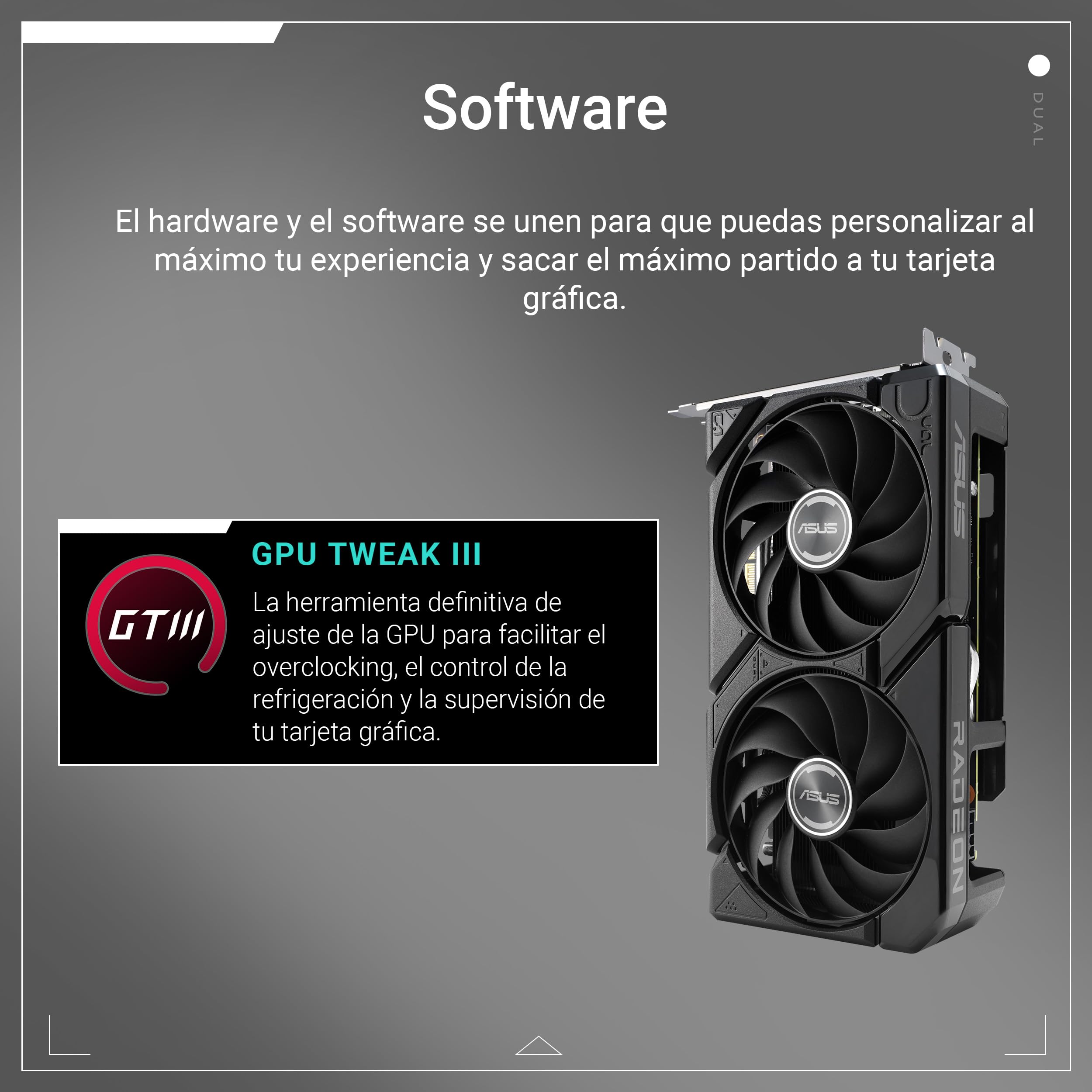 ASUS Dual Radeon RX 9060 XT 8 GB GDDR6 - Tarjeta gráfica (PCIe 5.0, HDMI 2.1b, DisplayPort 2.1a, diseño de 2.5 Ranuras, Ventilador Axial-Tech, tecnología 0dB)