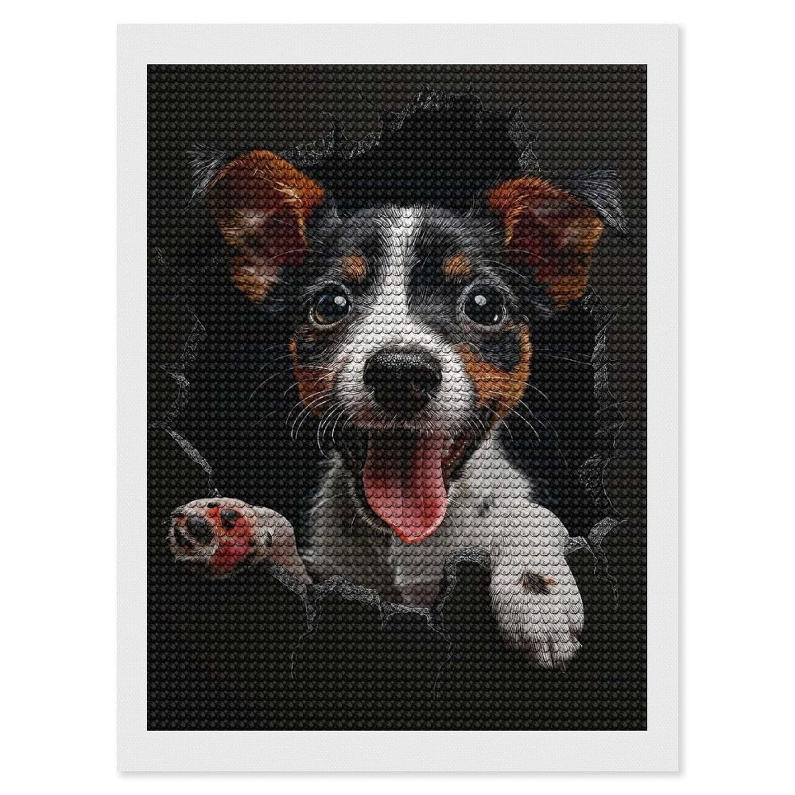 Junmoney Tox Fox Diamond Painting Set 12"x16", Full Kit Included, Sparkling Round Gems, Farmhouse Decor, Festive Craft Gift