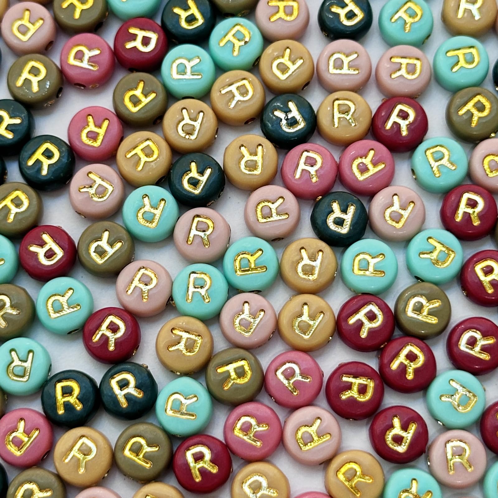 Photo 1 of 200PCS Round Letter Beads,4x7mm Color Acrylic Alphabet Beads R Beads with Letters for Bracelet Making Necklace Keychain Jewelry DIY (Letter R)