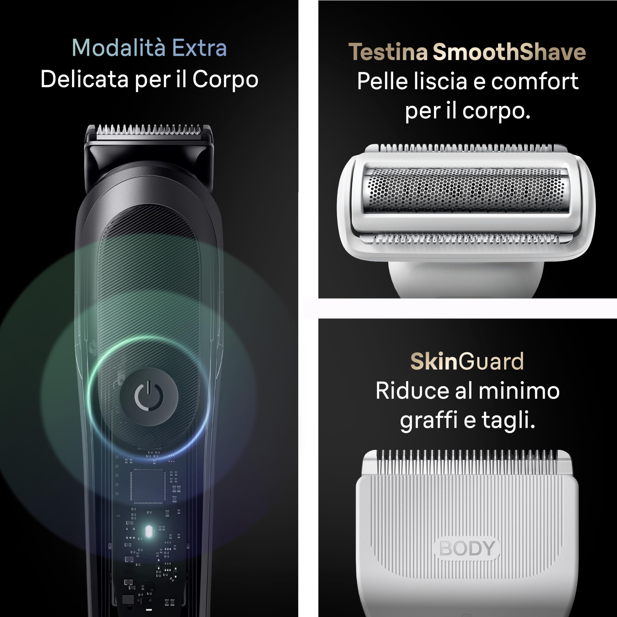 Braun Rasoio Elettrico Barba e Capelli Serie 9, Accessori AIO9545 Grigio | Rifinitore All-in-One 22in1, Rasoio Elettrico Corpo Uomo, Modalità Bodygentle, Peli Naso, Impermeabile Ricaricabile