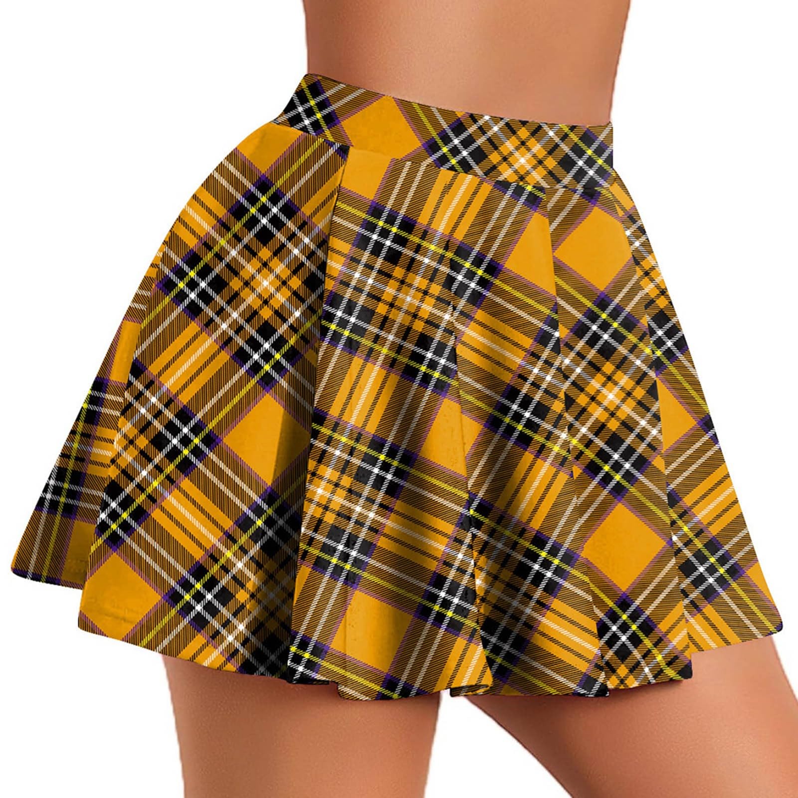 Mini Plaid Skirt for Women Fall High Waisted Pleated Short Skirts Fashion Casual Daily Flowy Skater Skirts