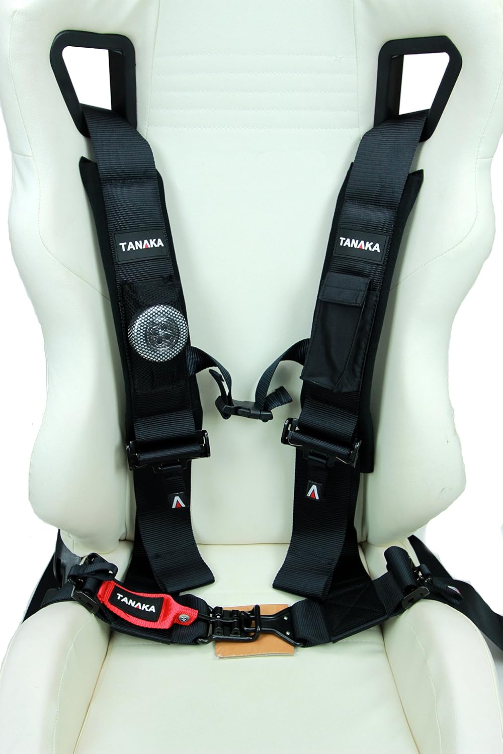 Tanaka Black Series Latch and Link Safety Harness Set with Ultra Comfort Heavy Duty Shoulder Pads (for one seat) (Black) (3" Onyx)