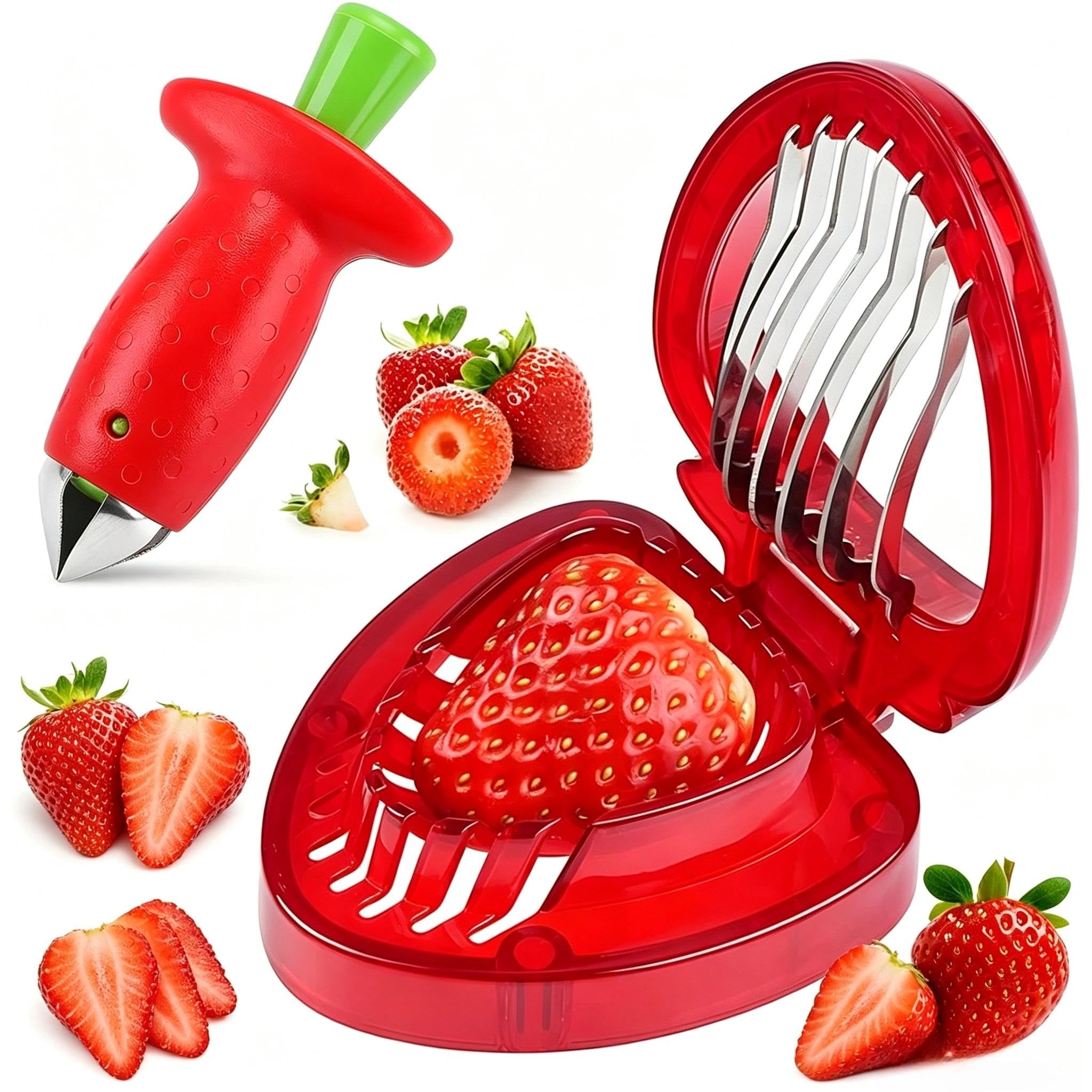 Kaaeiccr Strawberry Huller, Stainless Steel Fruit Corer for Baking