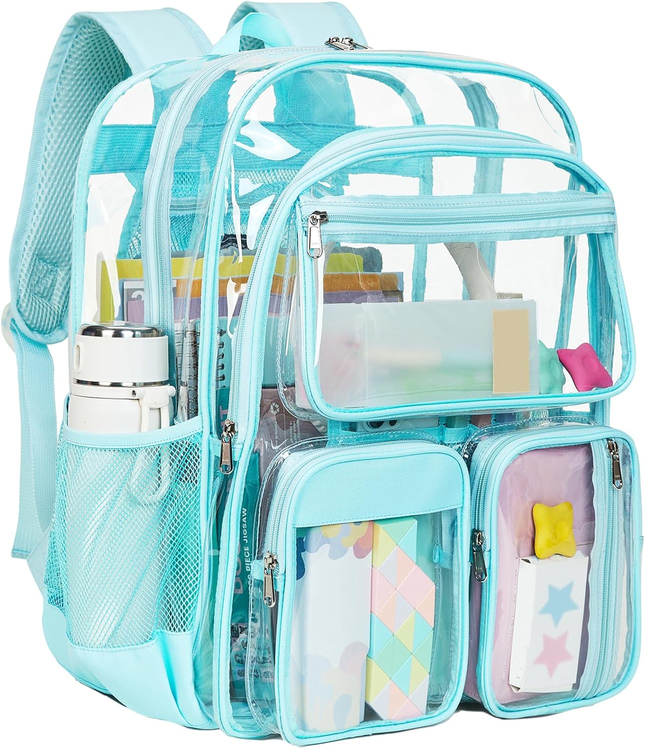 Vorspack Clear Backpack for School - Heavy Duty Transparent Bookbag for Girls Boys Extra Large See Through Backpacks for Teens, Work, Travel, Festival - Black