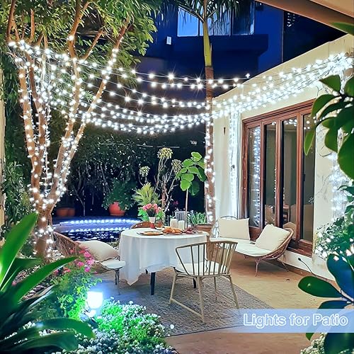 Miniatura 111 de JMEXSUSS Guirnalda de luces LED de 168 pies, 600 luces LED para el día de San Valentín, luces rojas de Navidad con alambre transparente, 8 modos