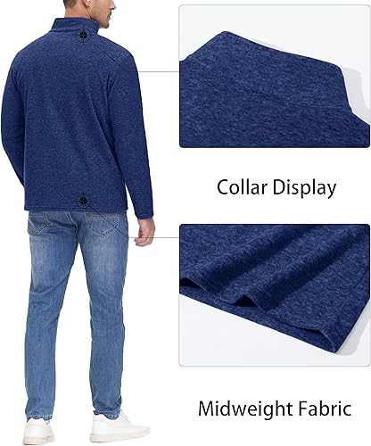 Miniatura 32 de MAGCOMSEN Camisas para hombre con cremallera de 1/4, sudadera de forro polar de peso medio, manga larga, sudaderas atléticas Blanco cremoso,Marrón