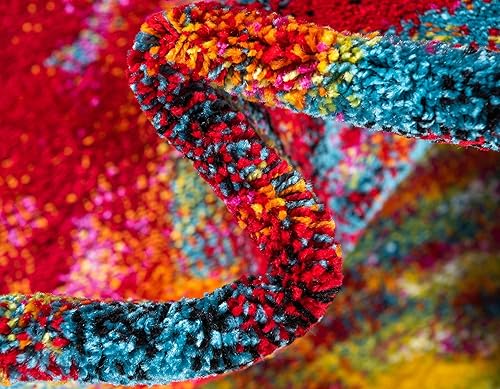 Miniatura 7 de Unique Loom colección Lyon - Alfombra abstracta y moderna, Polipropileno, Multiazul marino.