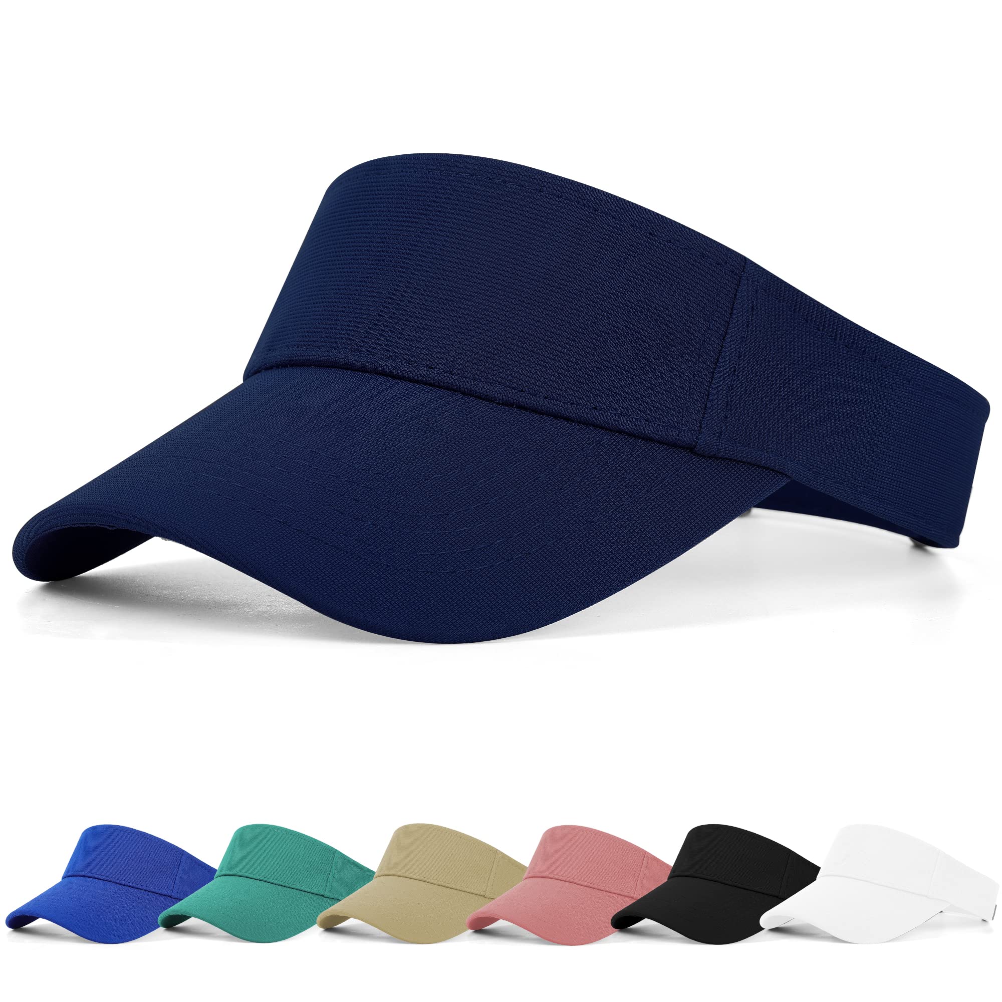 FCHUISun Visor Cap - Women Ponytail Baseball Cap for Women and Ladies, Long Peak Thicker Sweatband Adjustable Hat for Golf Cycling Fishing Tennis Running Jogging Visor Hats for Men