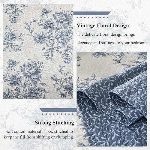 Miniatura 6 de Colchas extra anchas tamaño King de 128 x 120 pulgadas, juego de edredón reversible con diseño floral botánico de granja tamaño California King,